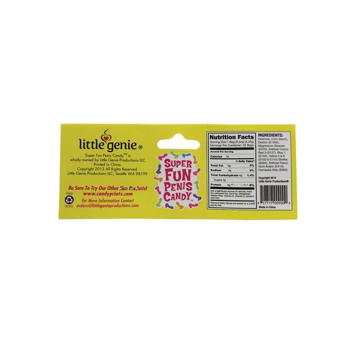 Super Fun Penis Candy - 5 pcs Per Bag Display of 100