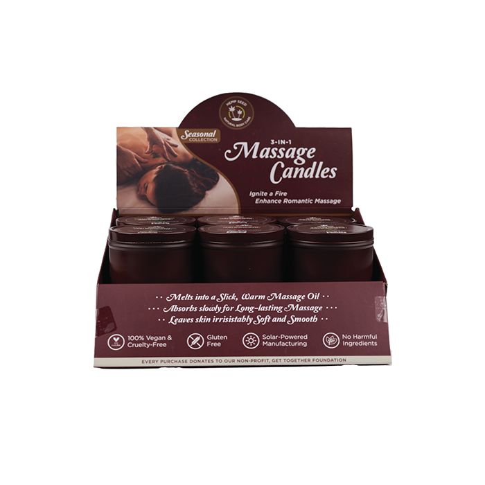Earthly Body 2023 Holiday 3 in 1 Massage Candle Display w/Tester - 3 Scents Display of 12