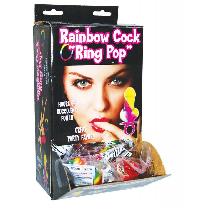 Rainbow Cock Ring Pop - Display of 12